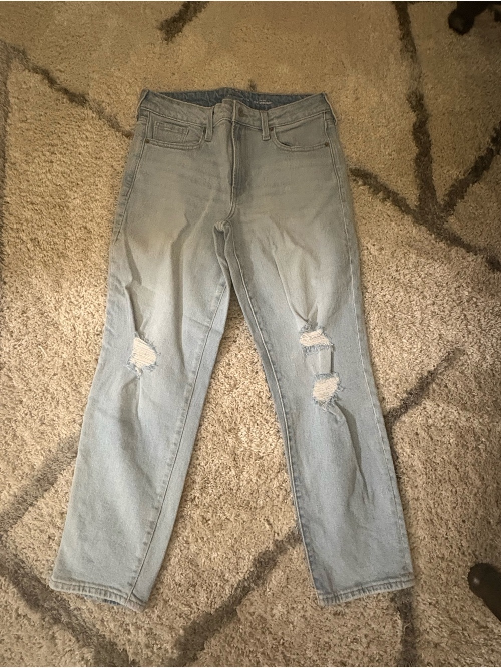 Old Navy Light Blue Straight Leg Ripped Jeans